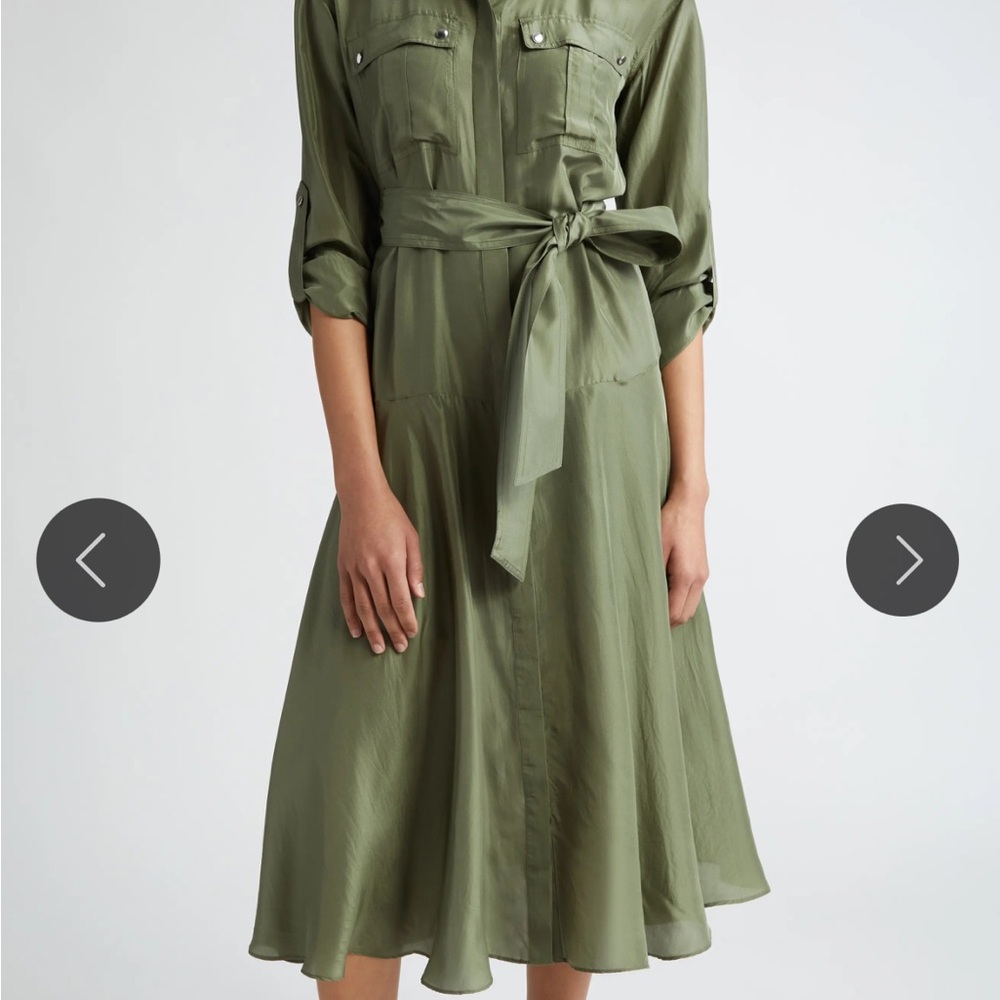 Veronica Beard Camille Green Utility Silk Dress - Picture 15 of 16